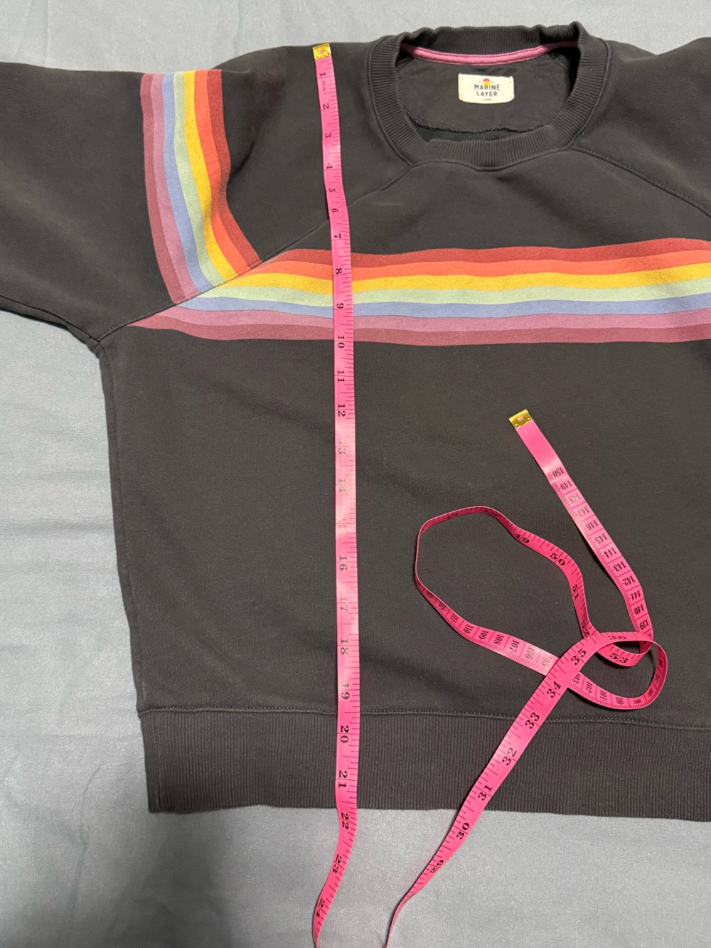 Marine Layer Women's Cloud 9 Fleece Anytime Rainbow Stripe Sweatshirt Large - Picture 8 of 8